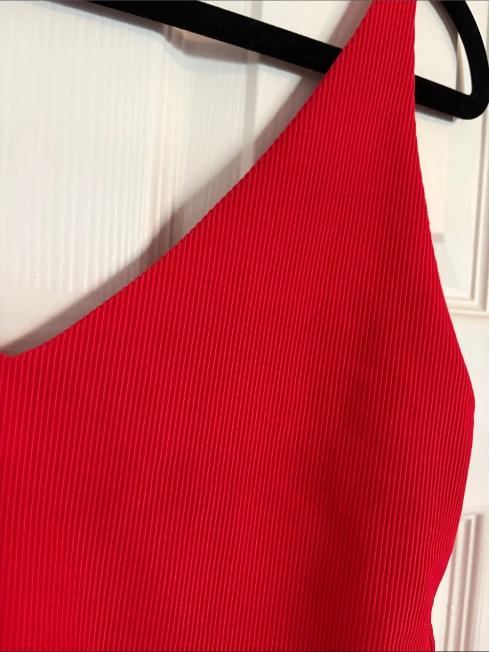 Beach Riot Red Ribbed V-Neck One-Piece Swimsuit size large